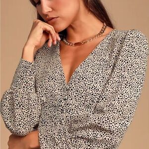 Sweet Spot Taupe Cheetah Print Long Sleeve Button-Up Top